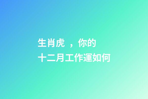 生肖虎，你的十二月工作運如何